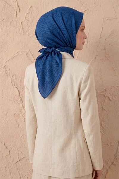 Soft Eşarp Lina Flora Koyu Indigo 90x90