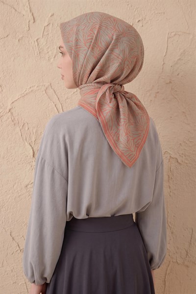 Soft Eşarp Lina Flora Mercan 90x90