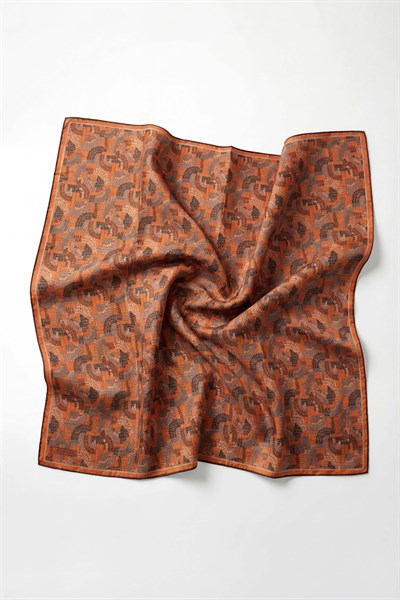 Soft Eşarp Melodi Desen Acı Kahve 90x90
