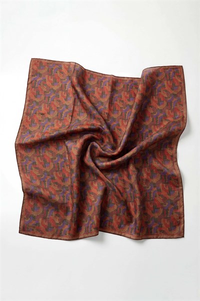Soft Eşarp Melodi Desen Açık Kahverengi 90x90
