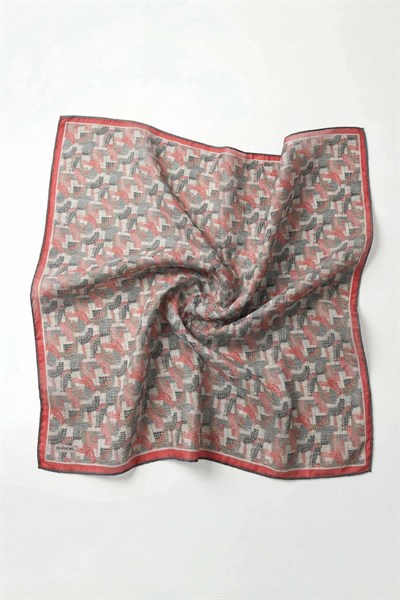 Soft Eşarp Melodi Desen Açık Kırmızı 90x90