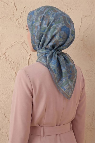 Soft Eşarp Melodi Desen Bebe Mavi 90x90
