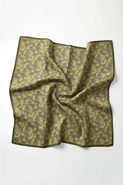 Soft Eşarp Melodi Desen Çimen Yeşili 90x90
