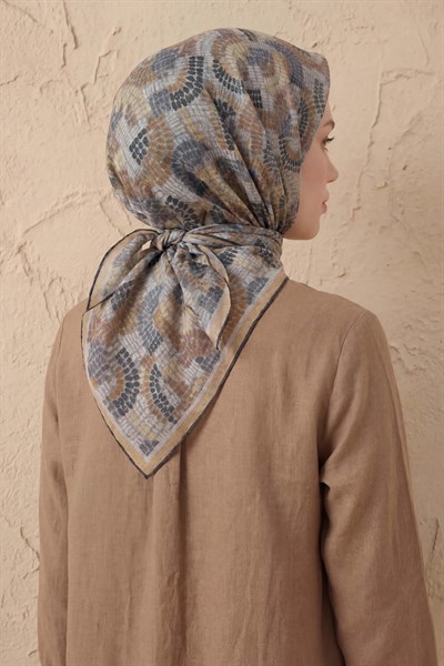 Soft Eşarp Melodi Desen Indigo 90x90