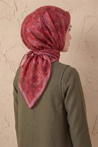 Soft Eşarp Melodi Desen Kırmızı 90x90