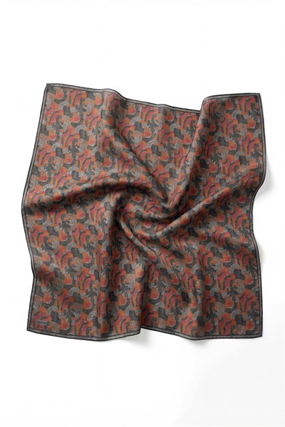 Soft Eşarp Melodi Desen Koyu Gri 90x90