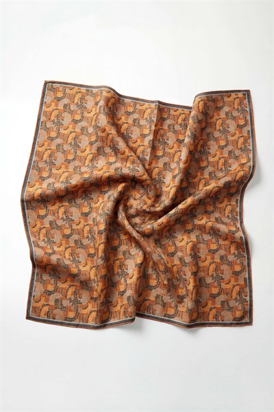 Soft Eşarp Melodi Desen Koyu Turuncu 90x90