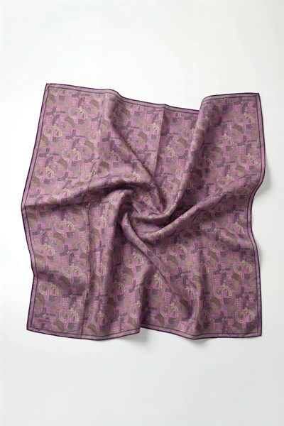 Soft Eşarp Melodi Desen Leylak 90x90