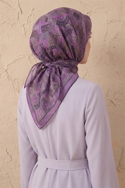 Soft Eşarp Melodi Desen Leylak 90x90