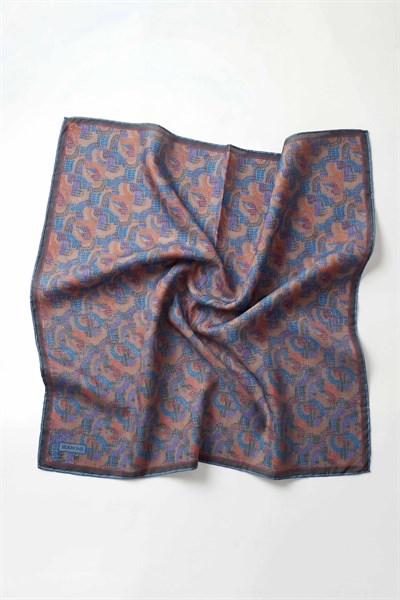 Soft Eşarp Melodi Desen Mavi 90x90