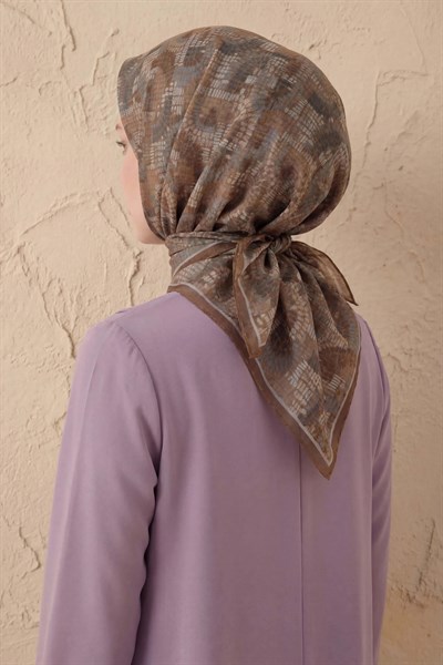 Soft Eşarp Melodi Desen Mocha 90x90