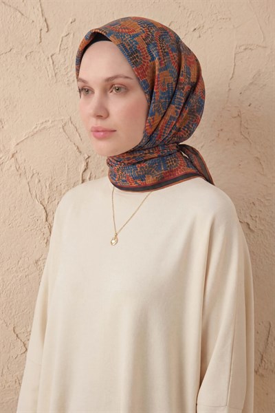 Soft Eşarp Melodi Desen Pas Rengi 90x90