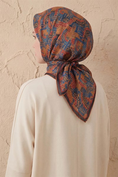 Soft Eşarp Melodi Desen Pas Rengi 90x90