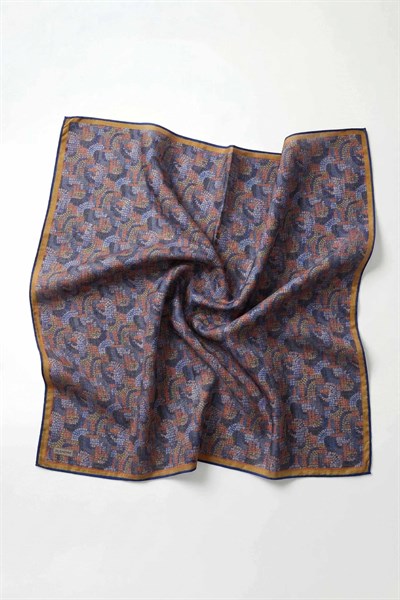 Soft Eşarp Melodi Desen Saks Mavi 90x90