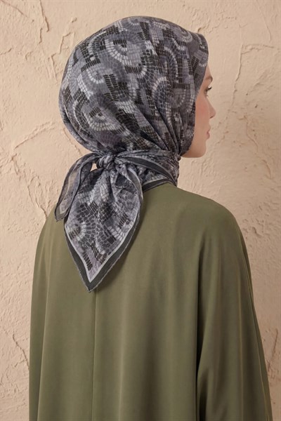 Soft Eşarp Melodi Desen Siyah 90x90