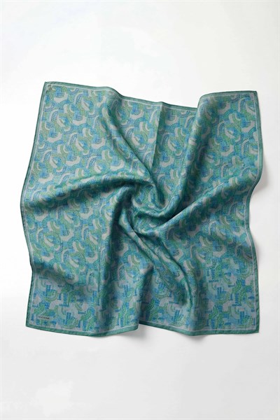 Soft Eşarp Melodi Desen Yeşil 90x90