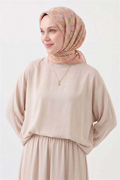 Soft Eşarp Minimal Motif Açık Bej