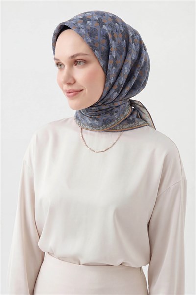 Soft Eşarp Minimal Motif Mavi Lila