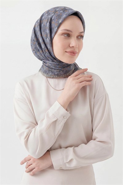 Soft Eşarp Minimal Motif Mavi Lila