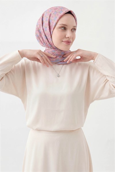 Soft Eşarp Minimal Motif Pembe