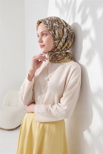 Soft Eşarp Perla Yağ Yeşili 90x90
