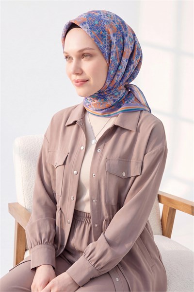 Soft Eşarp Pixel Ethnic Eflatun