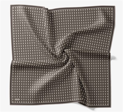 Soft Eşarp Retro Geometrik Koyu Vizon