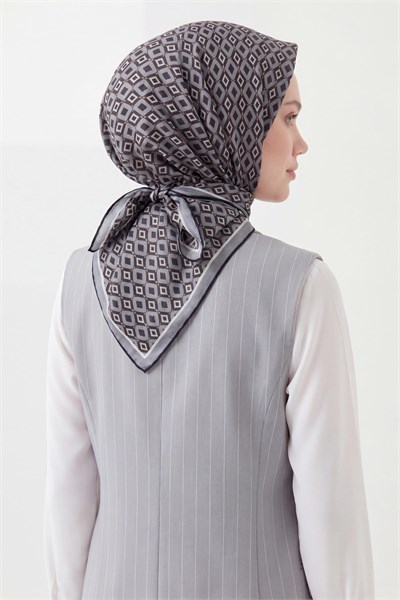 Soft Eşarp Retro Geometrik Siyah