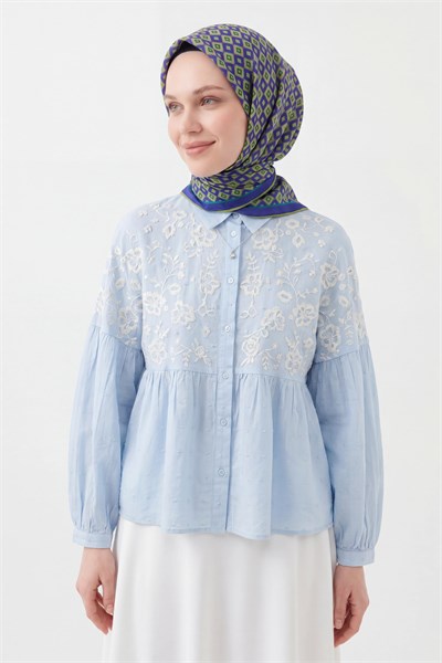 Soft Eşarp Retro Geometrik Yağ Yeşili