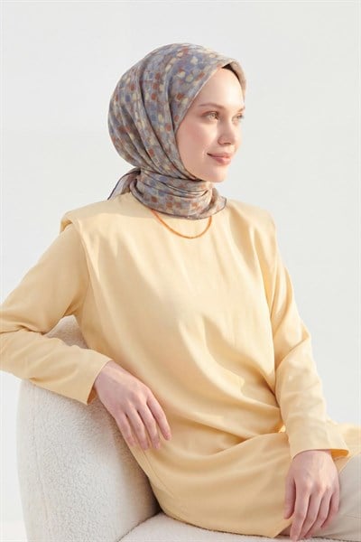 Soft Eşarp Retro Mozaik Bebe Mavi 90x90