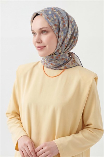 Soft Eşarp Retro Mozaik Bebe Mavi 90x90