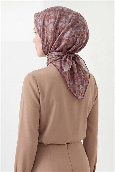 Soft Eşarp Retro Mozaik Koyu Gri 90x90