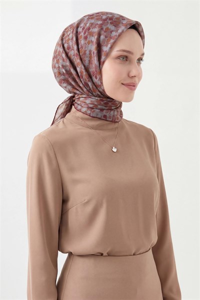 Soft Eşarp Retro Mozaik Koyu Gri 90x90