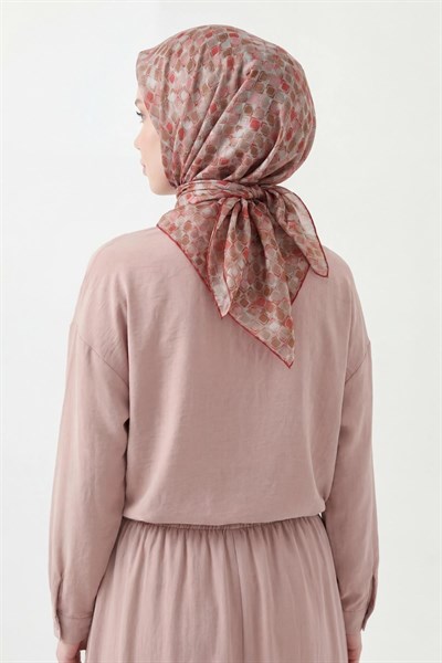 Soft Eşarp Retro Mozaik Küf Yeşili 90x90