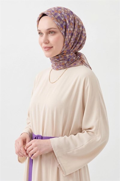 Soft Eşarp Retro Mozaik Mor 90x90