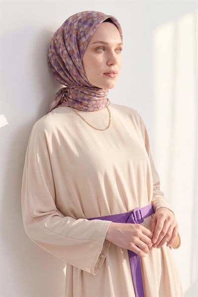 Soft Eşarp Retro Mozaik Mor 90x90