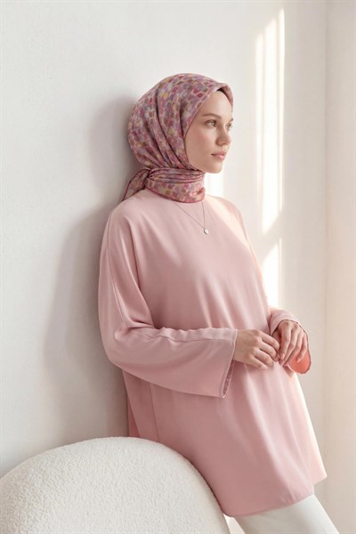 Soft Eşarp Retro Mozaik Pembe 90x90