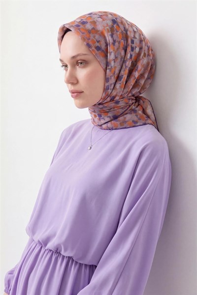 Soft Eşarp Retro Mozaik Turuncu 90x90
