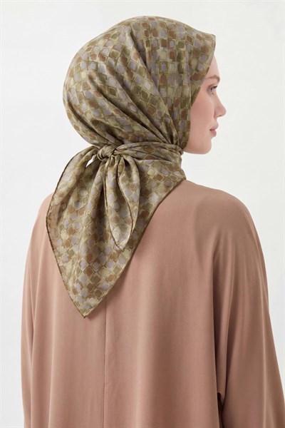 Soft Eşarp Retro Mozaik Yeşil 90x90