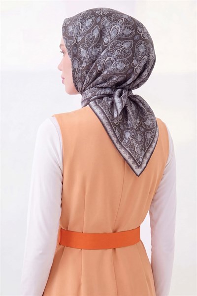 Soft Eşarp Rûmi Siyah-Gri 90x90