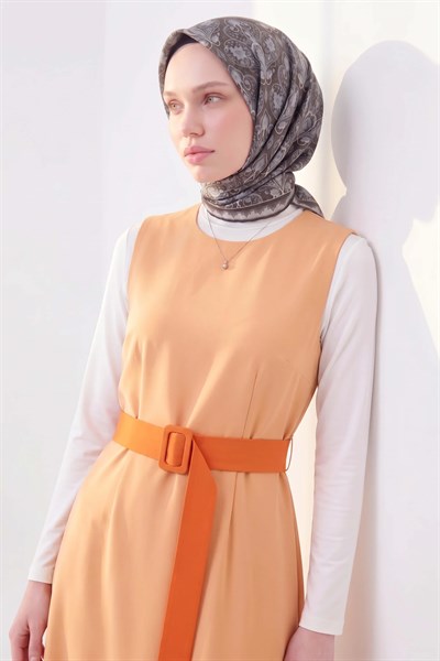 Soft Eşarp Rûmi Siyah-Gri 90x90