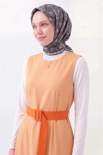 Soft Eşarp Rûmi Siyah-Gri 90x90