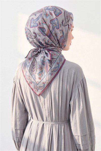 Soft Eşarp Şal Motif Çelik Mavi