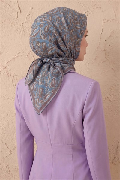 Soft Eşarp Şal Motif Gök Mavi 90x90