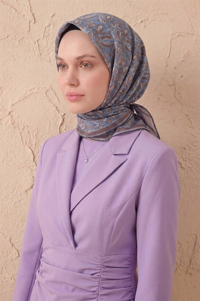 Soft Eşarp Şal Motif Gök Mavi 90x90