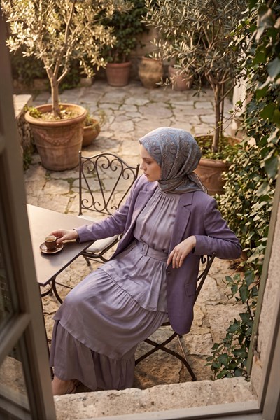 Soft Eşarp Şal Motif Gök Mavi 90x90