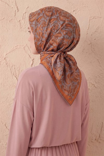 Soft Eşarp Şal Motif Gri 90x90