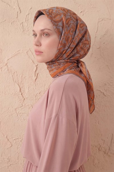 Soft Eşarp Şal Motif Gri 90x90