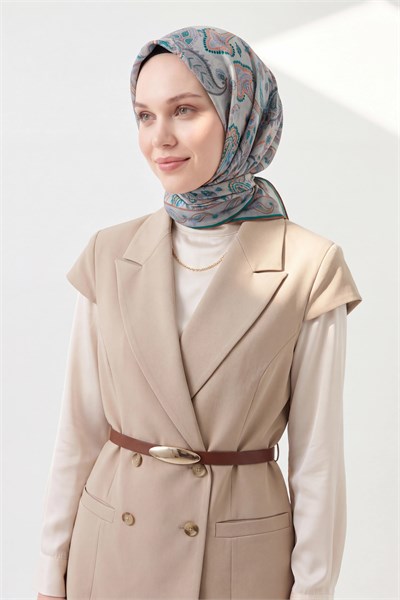 Soft Eşarp Şal Motif Gümüş