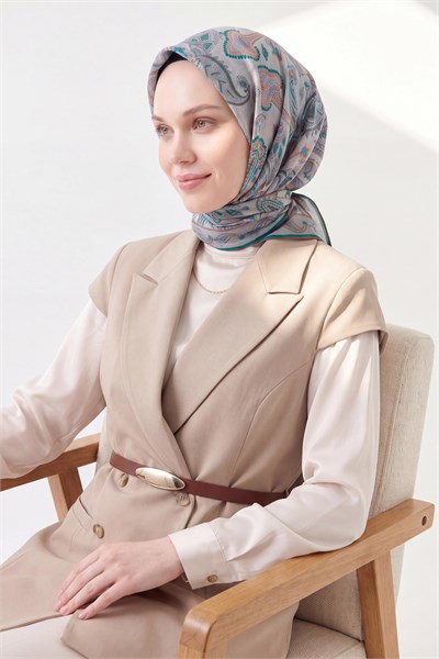 Soft Eşarp Şal Motif Gümüş
